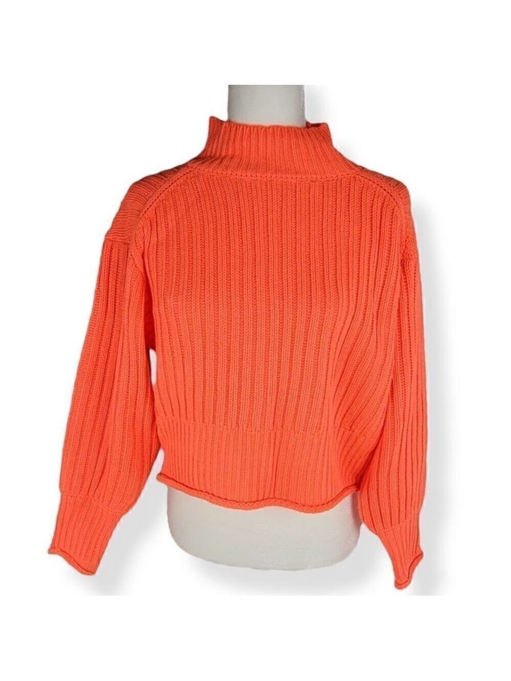GB Mock Collar Sweater  Fluorescent Orange XS
